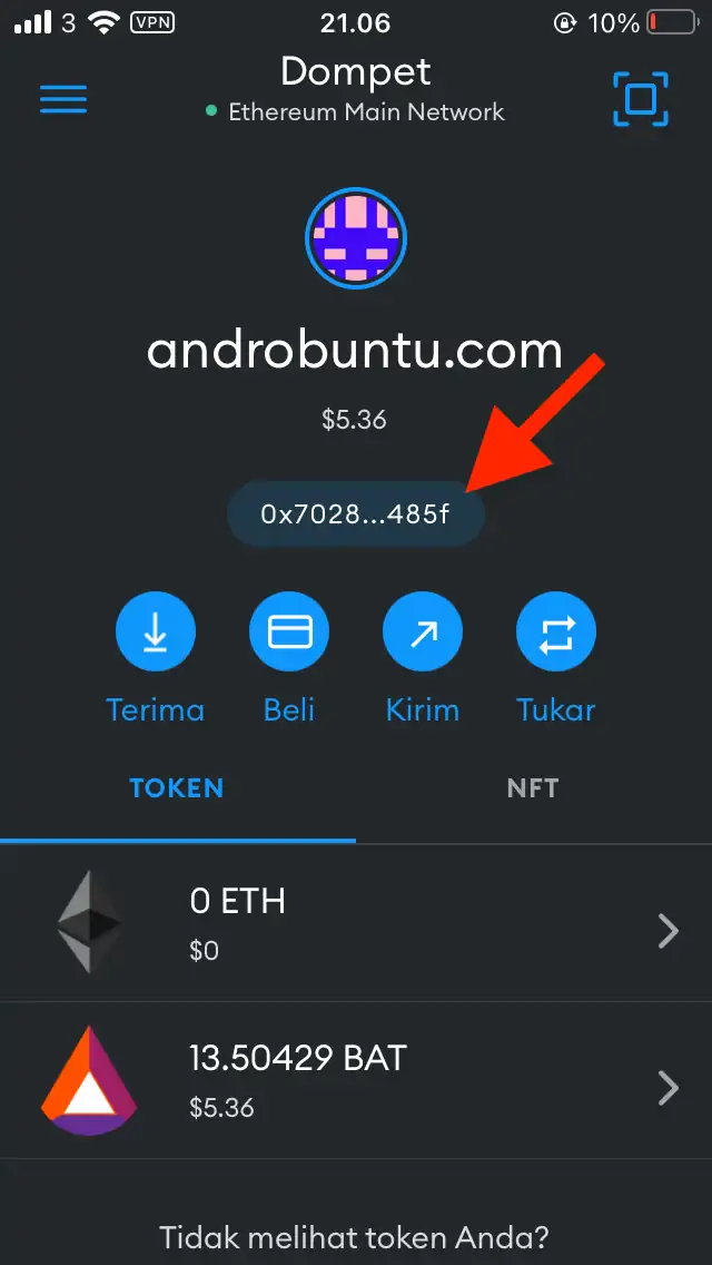 Cara Melihat Alamat Ethereum Wallet di MetaMask by Androbuntu 1