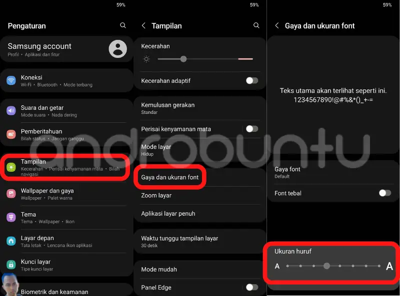 Cara Memperkecil atau Memperbesar Ukuran Font di HP Samsung by Androbuntu