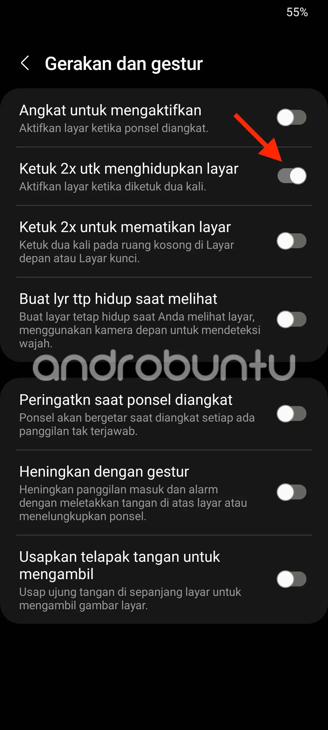 Cara Mengaktifkan Ketuk 2x untuk Menghidupkan Layar di HP Samsung by Androbuntu 3