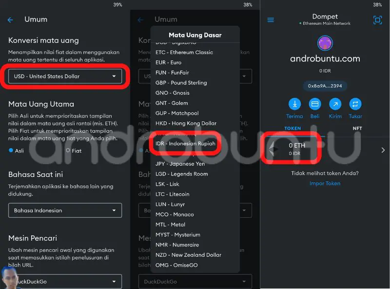 Cara Mengganti Mata Uang di MetaMask by Androbuntu 2