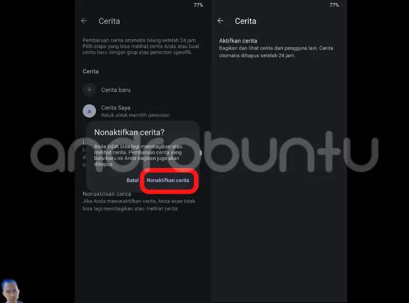 Cara Menonaktifkan Story di Signal by Androbuntu 2