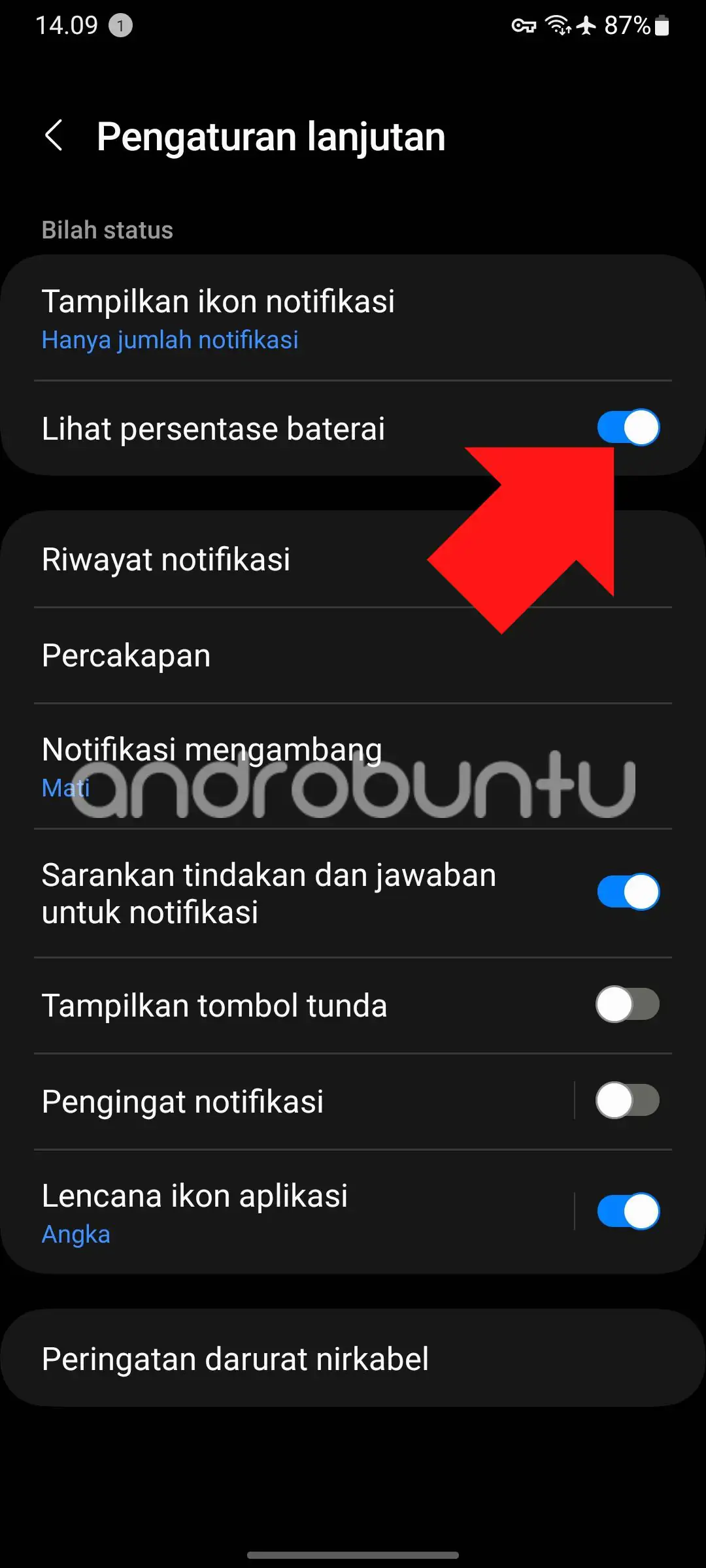 Cara Menampilkan Persentase Baterai di HP Samsung by Androbuntu 3