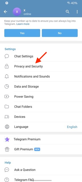 Cara Mengunci Telegram b