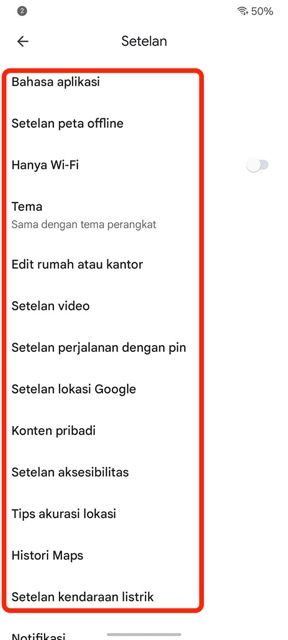 Menu Option Google Maps 3