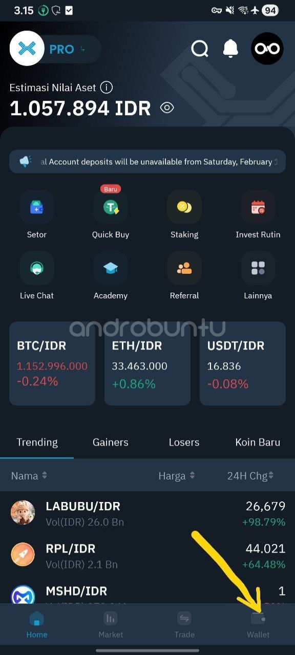 Deposit rupiah Indodax 1