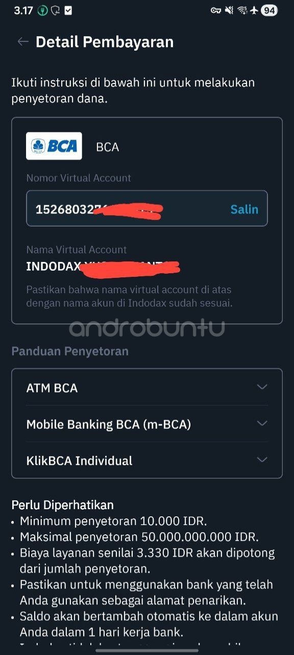 Deposit rupiah Indodax 5