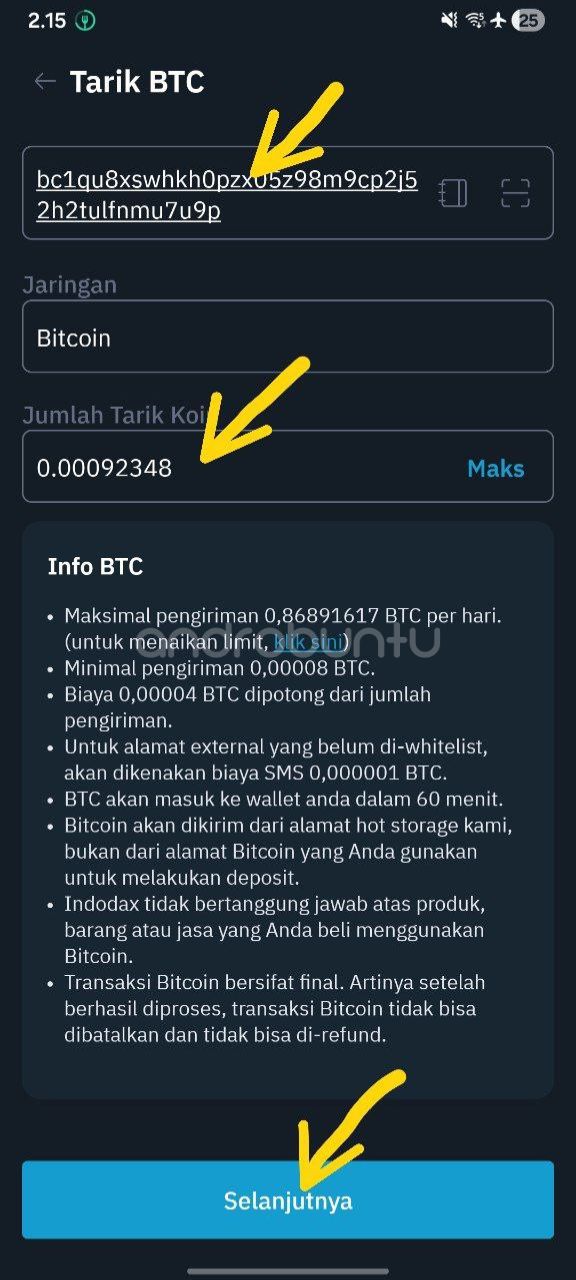 Transfer crypto Indodax 5
