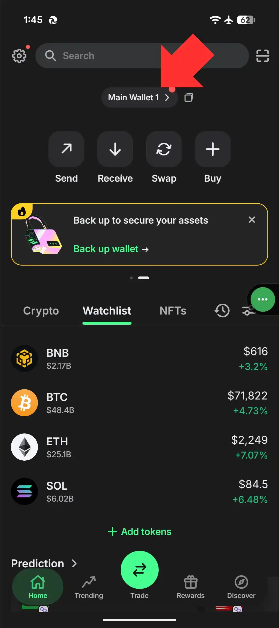 Cara backup secret recovery phrase Trust Wallet 1