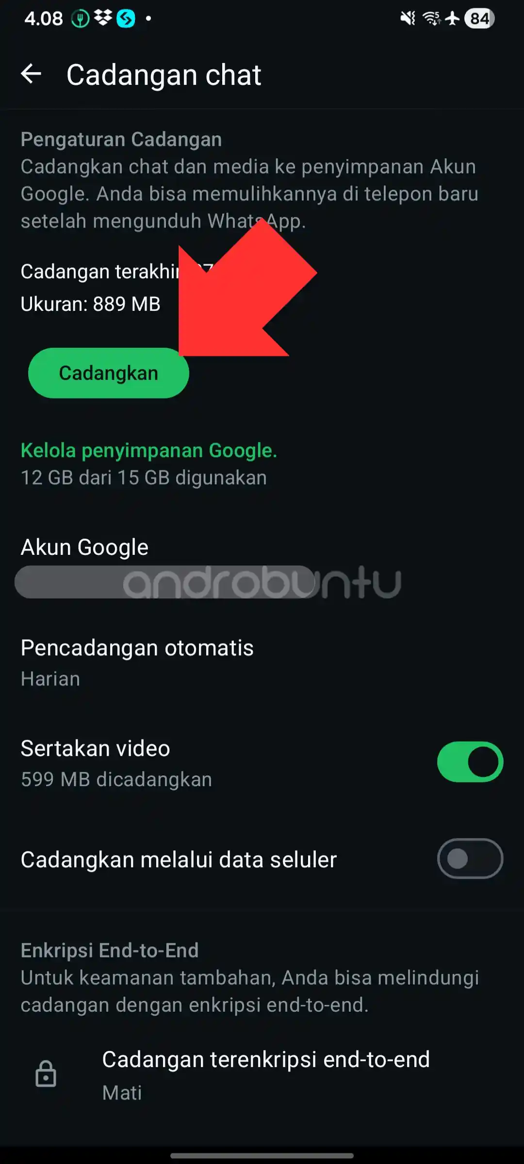 Cara backup WhatsApp 4