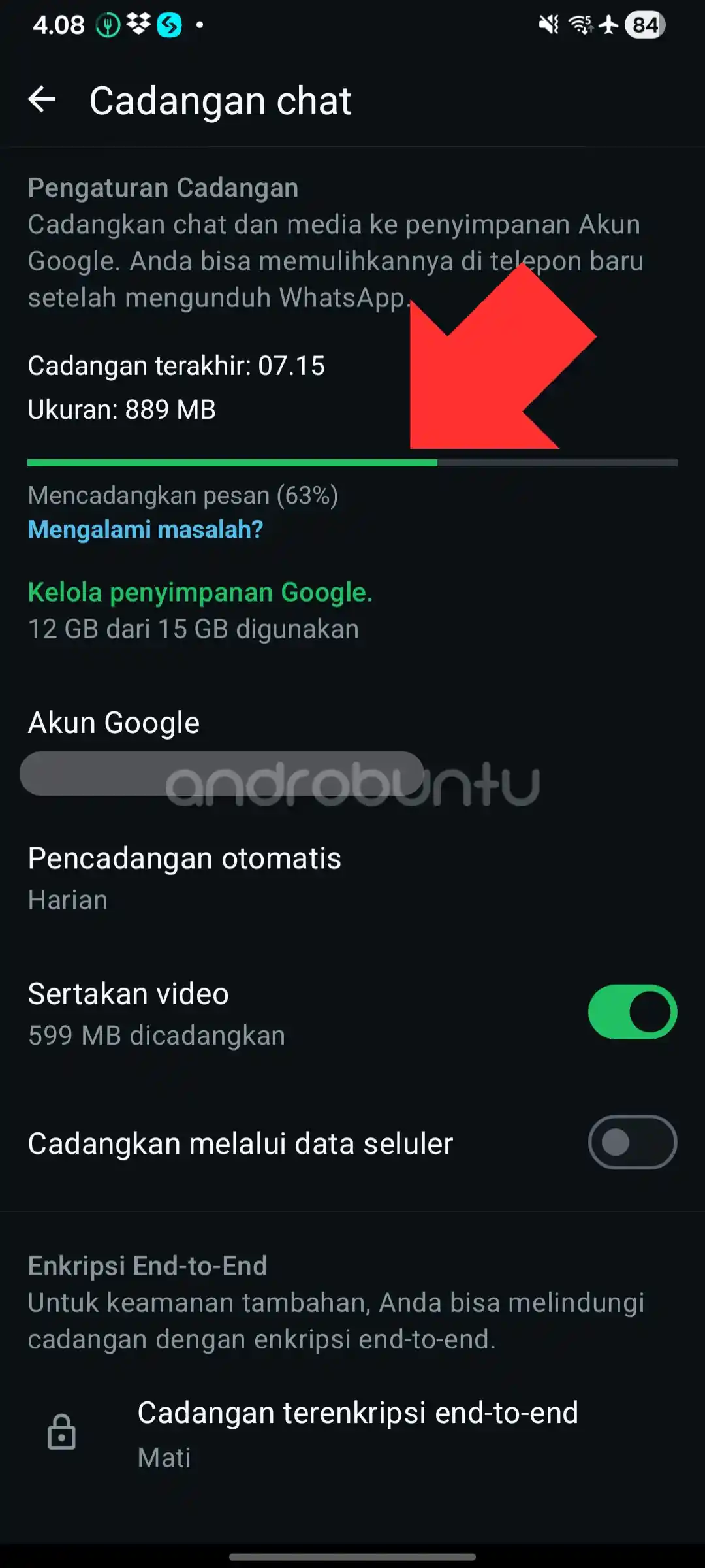 Cara backup WhatsApp 5