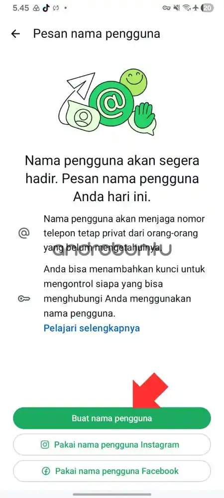 Cara membuat username di whatsapp