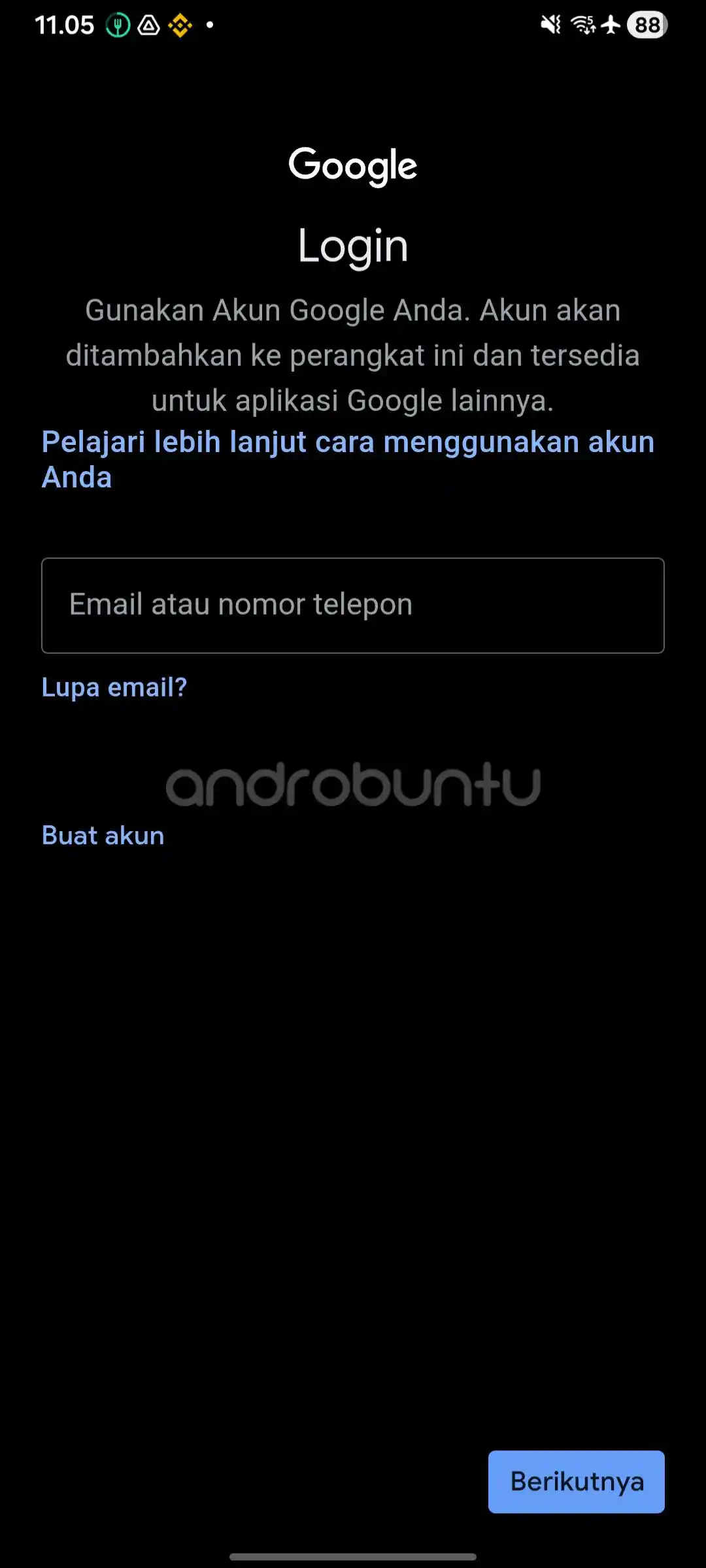 Tambah Akun Google di Android 4