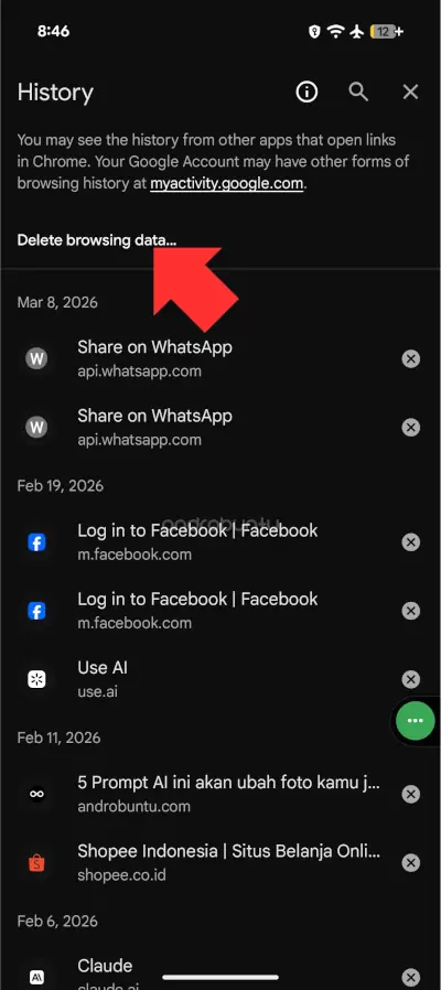 Begini cara menghapus riwayat browsing di Google Chrome