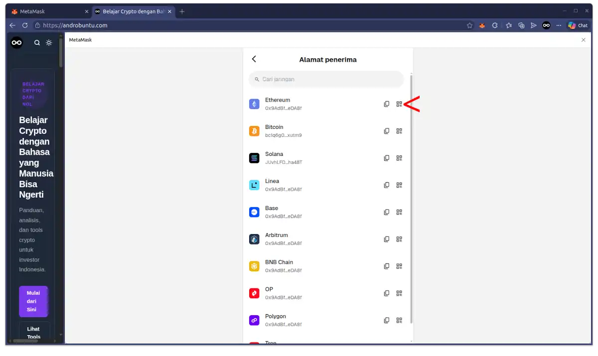 Cara Melihat Alamat Ethereum Wallet di MetaMask di PC 2