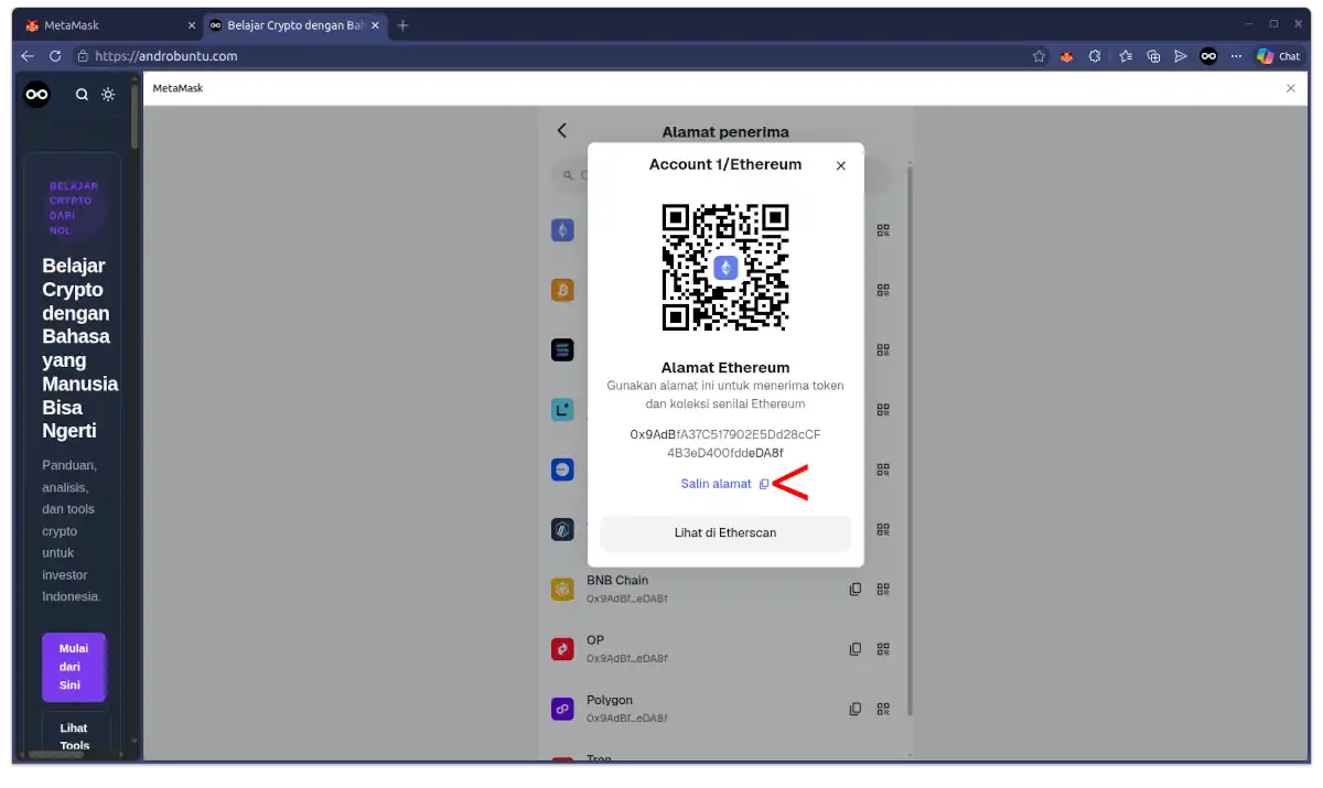 Cara Melihat Alamat Ethereum Wallet di MetaMask di PC 3