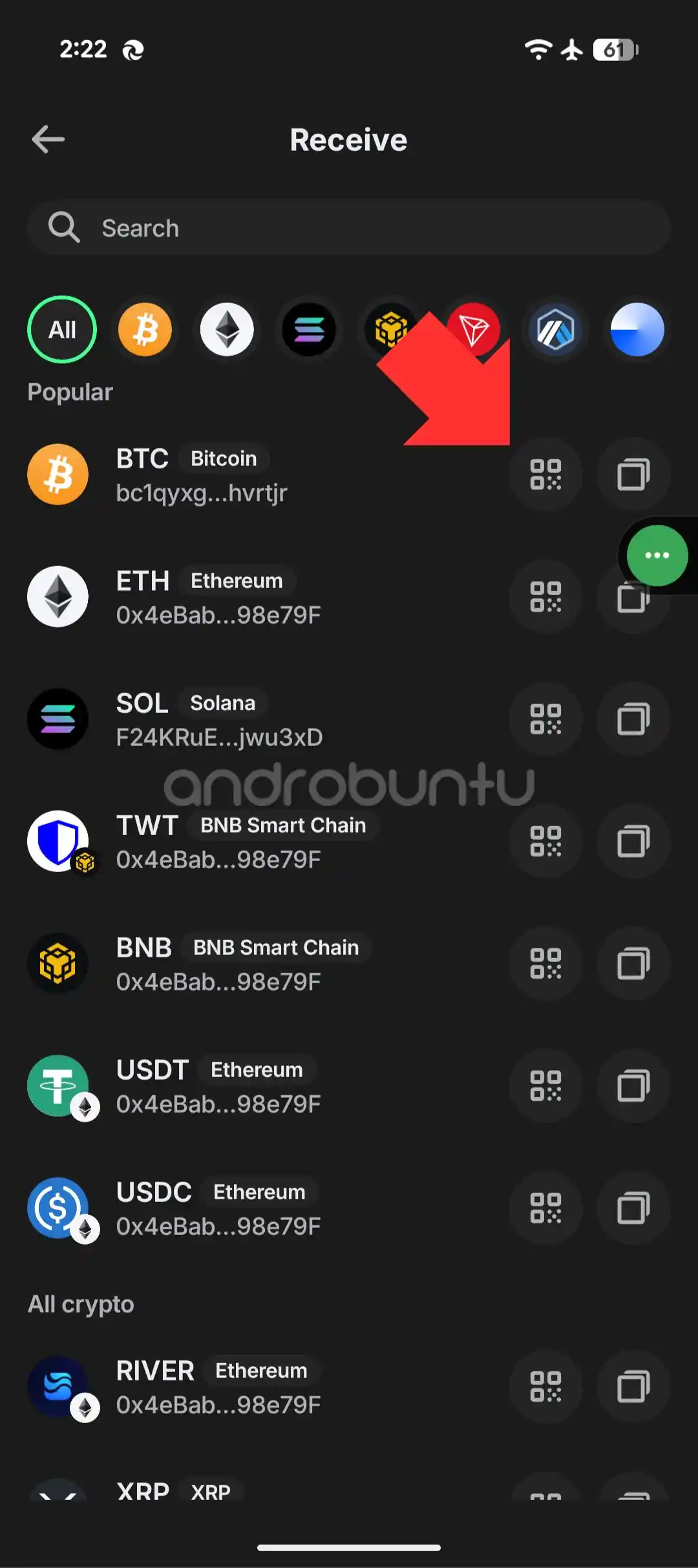 Cara melihat alamat wallet di Trust Wallet 2