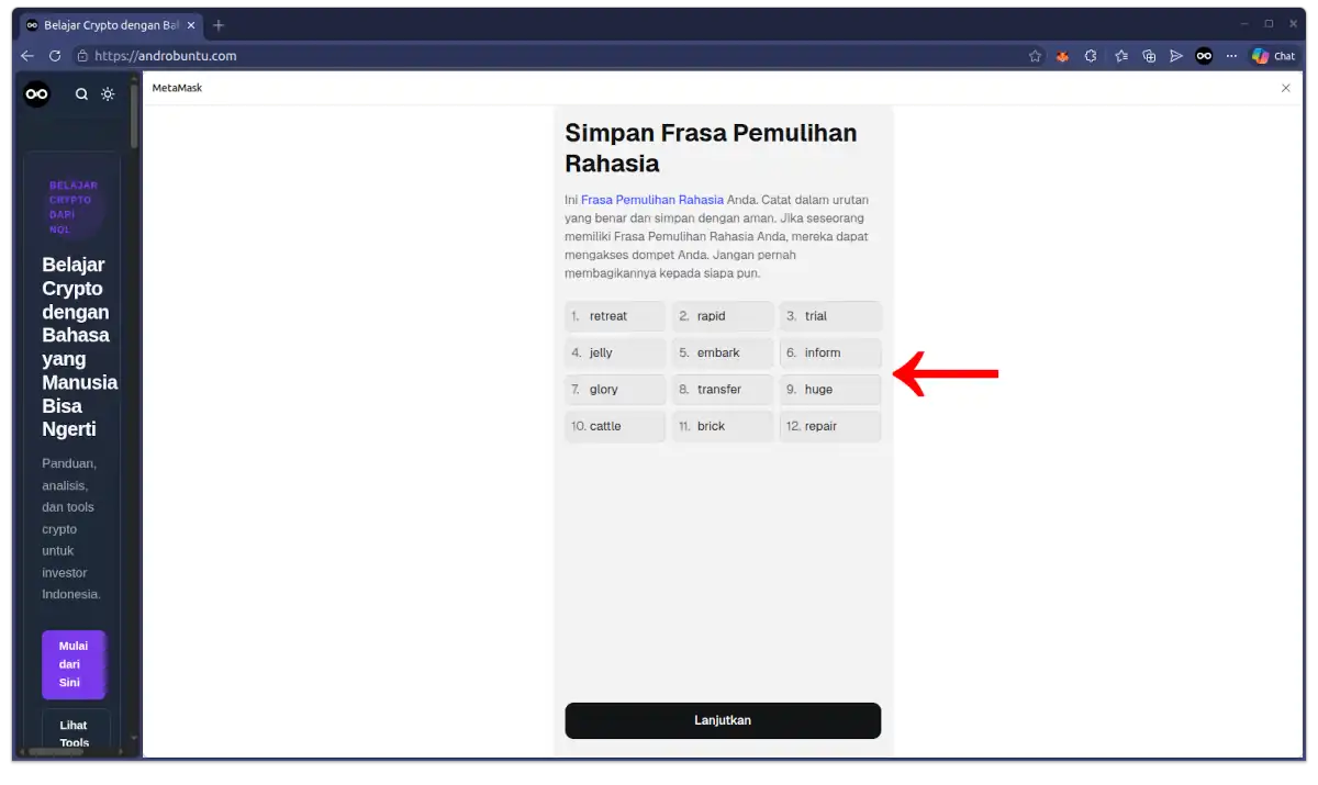 Cara Melihat Frasa Pemulihan Rahasia di MetaMask (Browser/PC) 4