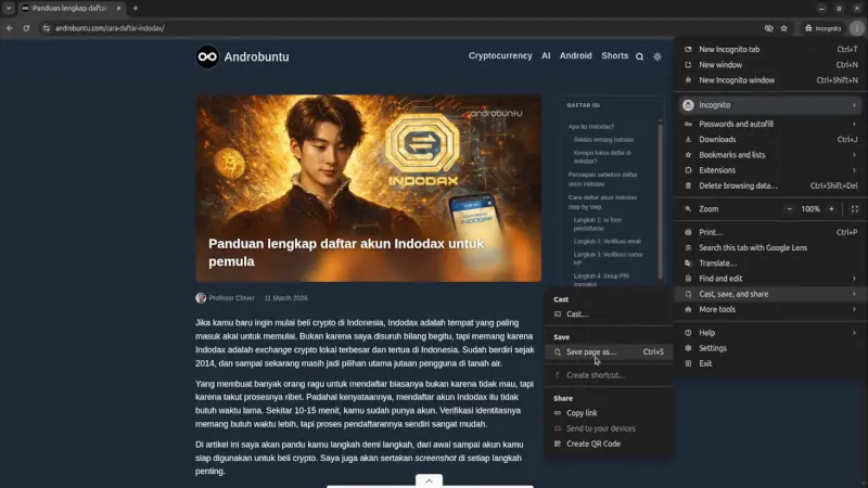 Menyimpan website offline di Google Chrome