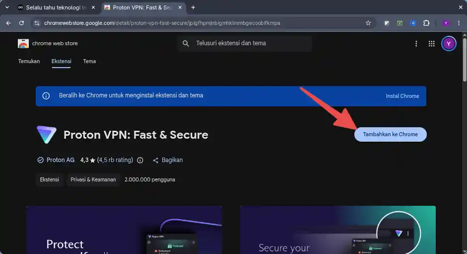 Proton VPN di Chrome